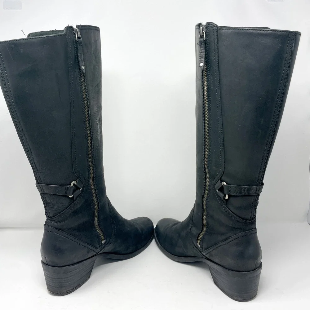 Teva Foxy Tall Riding Boots Womens 11 Black Leather Waterproof Equestrian Moto